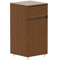 3d render wooden cabinet with transparent background 