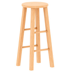 3d render wooden stool with transparent background