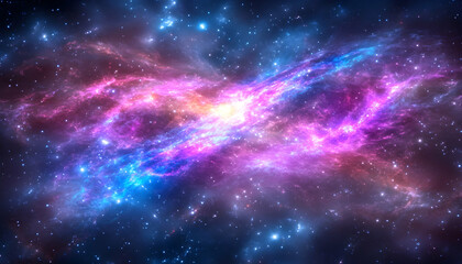 Obraz premium Cosmic Nebula Vibrant colors swirl in space, stars glitter in the background, ideal for science fiction or fantasy
