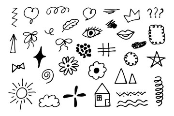 Hand drawn doodles. Various hand drawn doodles.