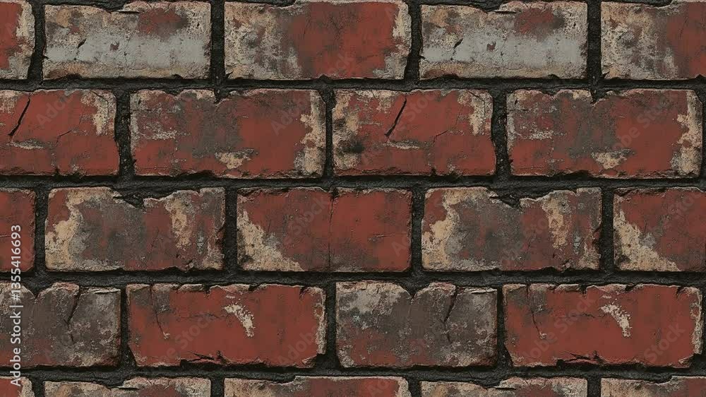 Poster seamless looping video pattern of red bricks with dark mortar in a classic layout.