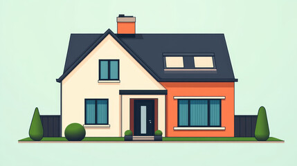 Modern cottages set, houses exterior isolated vector illustrations front view architecture with roof. Townhouse building residential estate apartment. Modern cottage home facade with door and windows.