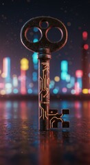 Cyberpunk Key to the Digital Cityscape