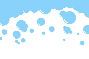 Cartoon soap foam bubbles suds framing shower gel, shampoo, shaving, mousse. Vector illustration