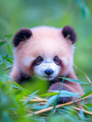 Cute Panda Cub in Lush Bamboo