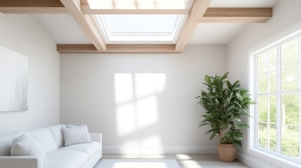 Bright, minimalist living room with natural light