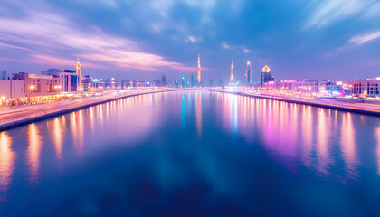 Dubai Canal Cityscape at Dusk