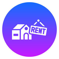 Bold Gradient Circle House for Rent Glyph Icon