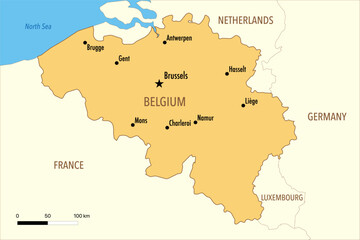 Vector Map of Belgium with Major Cities – Editable Infographic