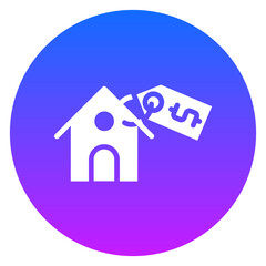 Bold Gradient Circle House Price Tag Glyph Icon