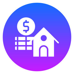 Bold Gradient Circle House Payment Glyph Icon