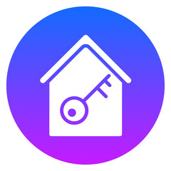 Bold Gradient Circle House Key Glyph Icon