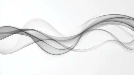 Naklejka premium Flowing Gray Smoke Waves on White Background.