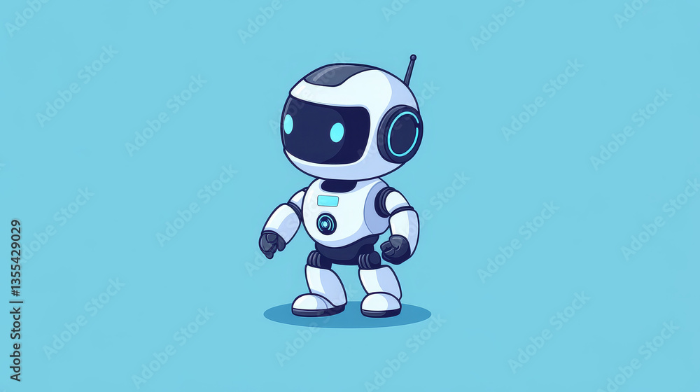 Poster robot icons vector set logo robotic machine technology robocop cartoon character ai artificial intel