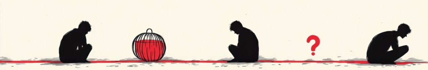 Silhouette Figures Reflecting on Existence