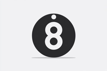 Number Eight on a Billiard Ball Minimalist Design for Sports Games and Creative Projects