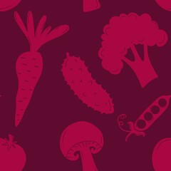 Cartoon food seamless vegetables pattern for wrapping paper and fabrics and linens and kids clothes print