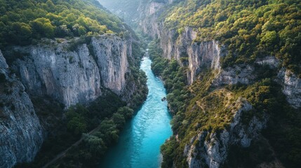 Spectacular Gorges du Verdon: Turquoise River flows through majestic Limestone Cliffs