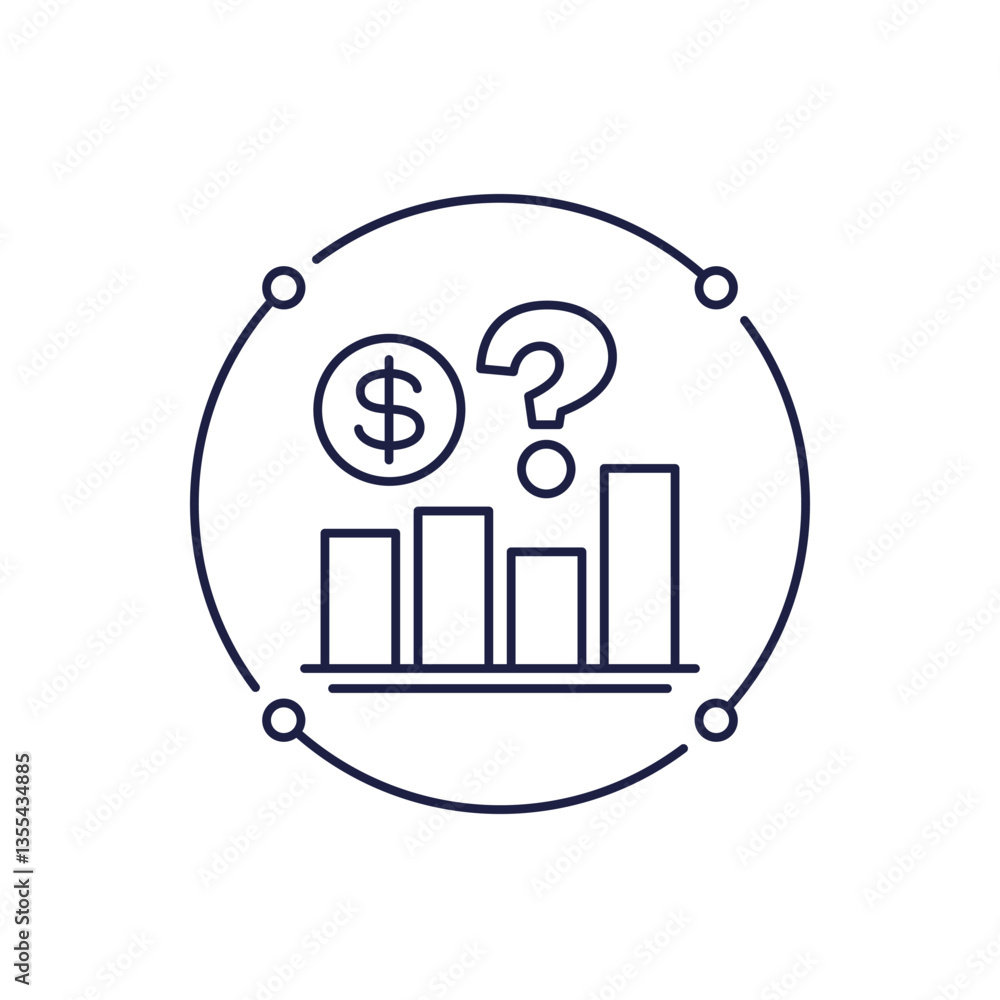 Poster hidden costs icon with a graph in line design