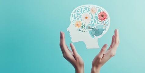 Mindful Brain: Floral Illustration of Mental Well-being