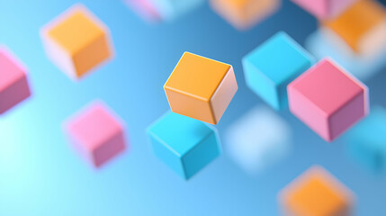 Obraz premium Floating Pastel Cubes Abstract 3D Render