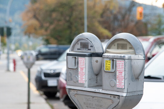 Old style vintage coin parking meter.
