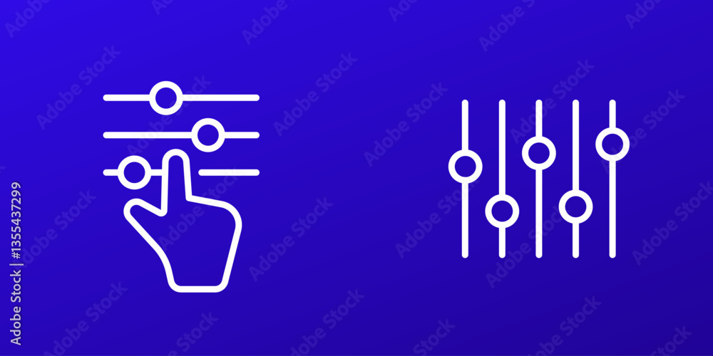 Poster settings or options icons with slider bar, line vector design