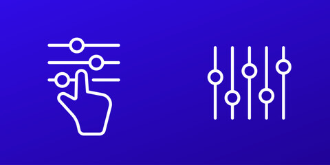 Settings or options icons with slider bar, line vector design