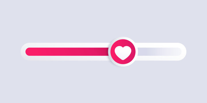 slider bar with like icon, design for web and apps