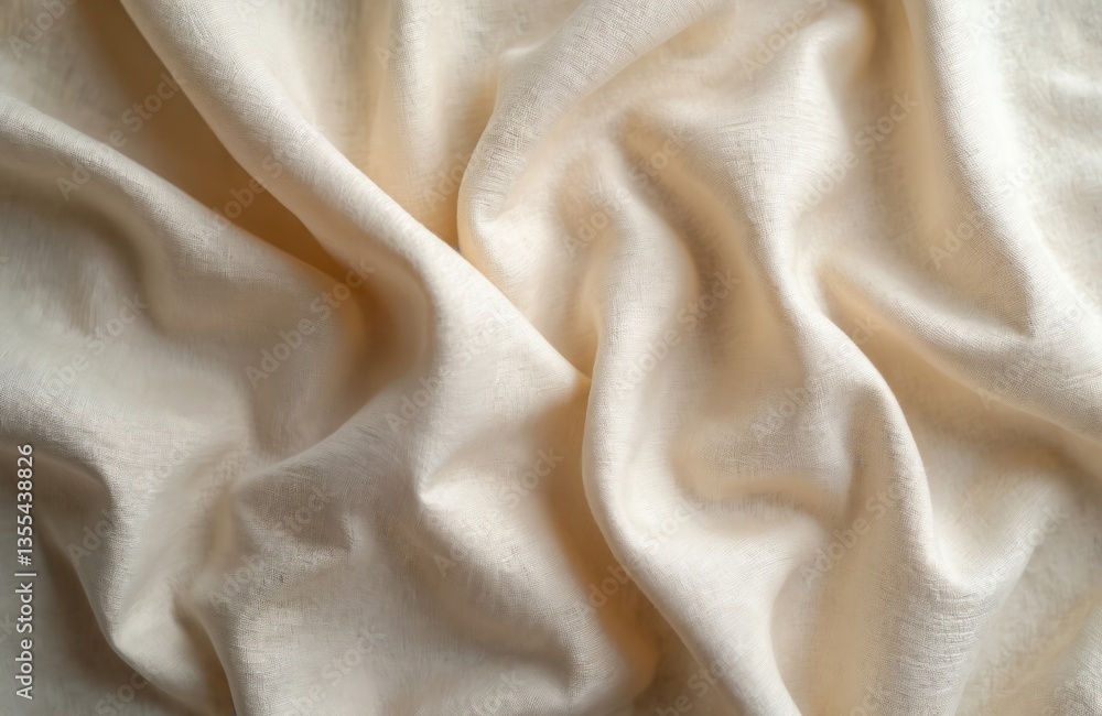 Poster beige linen fabric texture background. top view of crumpled cloth. natural soft material with patter