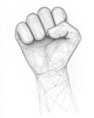 Bold expression of resilience captured in a geometric hand gesture symbolizing strength
