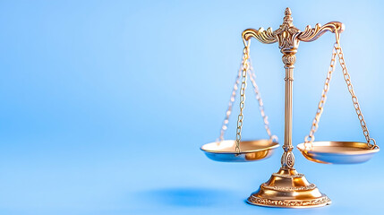 Golden scales of justice on blue background (2)