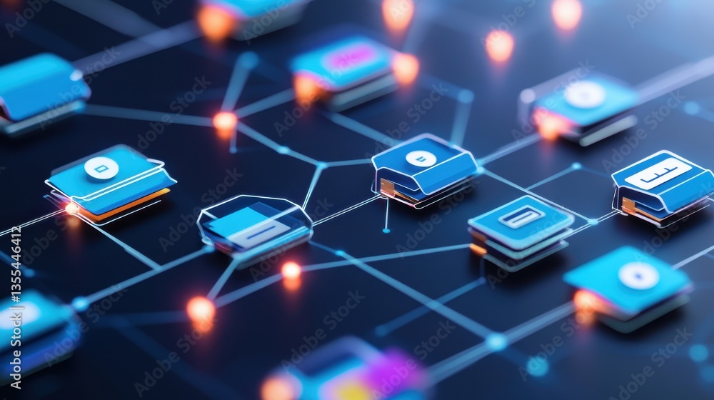Poster secure data network connected folders in digital space.