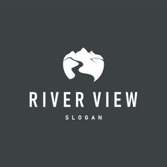river logo design beautiful natural river scenery with simple minimalist concept illustration of product brand template