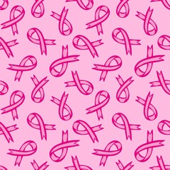 Breast cancer month seamless pink ribbon day mammogram pattern for medical accessories and medicine textiles