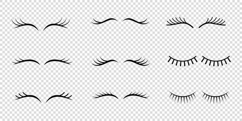 Vector flat cartoon eyelashes set
