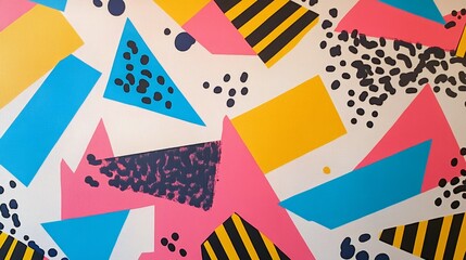 Colorful geometric 80s style retro wallpaper pattern