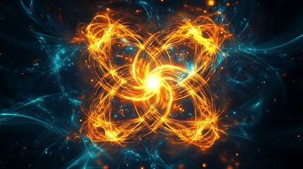 Obraz premium Abstract digital artwork of swirling fiery energy and celestial elements