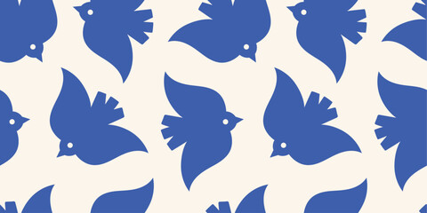 Seamless abstract pattern with birds. Contemporary simple background