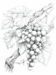Grapes Vine Drawing