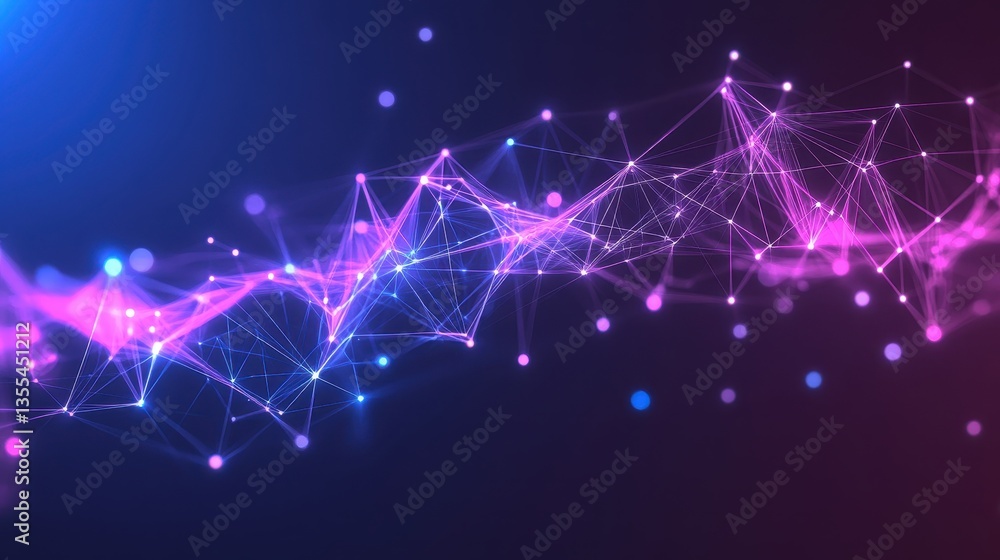 Poster neon plexus wave abstract digital network connection.