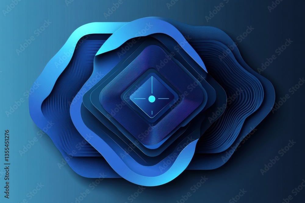 Poster High-tech blockchain concept featuring interconnected nodes and glowing blue layers in a futuristic digital theme Generative AI