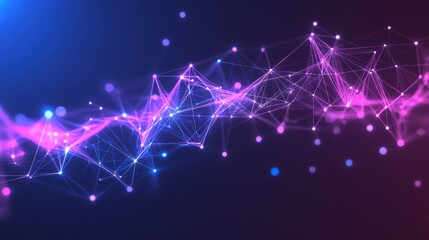 Neon Plexus Wave Abstract Digital Network Connection.