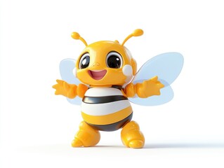 Cheerful bee character, isolated, white background