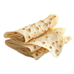 Isolated Norwegian lefse with golden brown spots ready for serving or storage