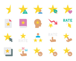 Filled blue outline icons set for Rating stars