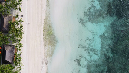 Aerial top view of beautiful tropical sandy beach