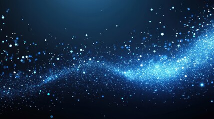 Obraz premium Blue Sparkle Wave Abstract Magic Dust on Dark Background.