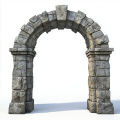 Stone archway with subtle weathering on blank background