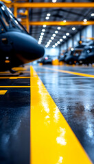 Helicopter hangar maintenance, floor markings